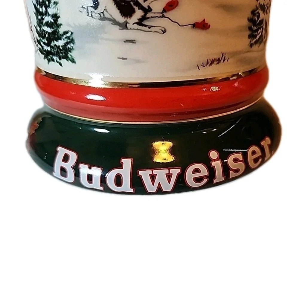 VTG 1991 Budweiser Beer Christmas Stein Mug Clydesdales Ceramarte Retro Dad Gift
